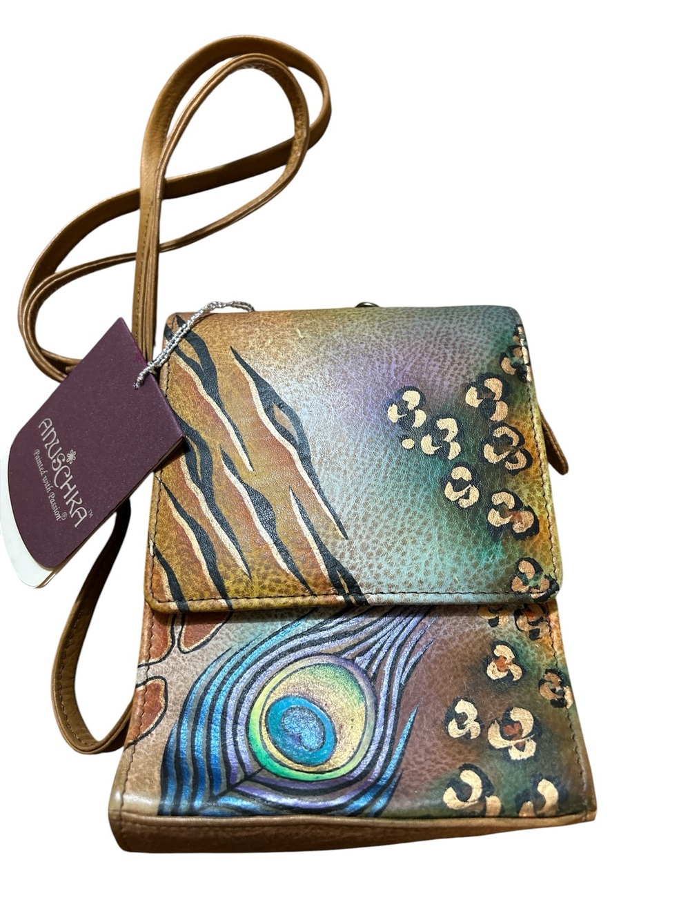 Anuschka triple compartment crossbody organizer bag